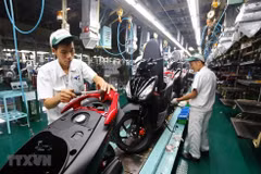 Motorcycle assembly line at Honda Vietnam Company. (Photo: VNA)