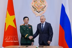 Deputy Prime Minister and Minister of National Defence General Phan Van Giang (L) meets with General Sergei Shoigu, Secretary of the Security Council of the Russian Federation (Photo: VNA)