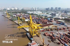 Container handling operations at Tan Thuan Port - Saigon Port Joint Stock Company. (Photo: VNA)