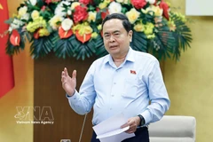 National Assembly Chairman Tran Thanh Man speaks at the conference on March 17 reviewing coordination between the NA Standing Committee and the Presidium of the VFF Central Committee in 2025. (Photo: VNA)