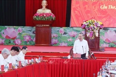 Party General Secretary To Lam speaks at a working session with the Standing Boards of the Party Committees of Can Tho, and Soc Trang and Hau Giang provinces on June 4 in Can Tho. (Photo: VNA)