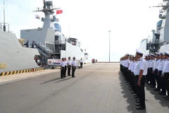 A see-off ceremony held for the delegation at Cam Ranh Military Port in Khanh Hoa province on August 10. (Photo: qdnd.vn)