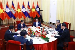 At the meeting between Vietnamese Prime Minister Pham Minh Chinh, Cambodian PM Hun Manet, and Lao PM Sonexay Siphandone. (Photo: VNA)