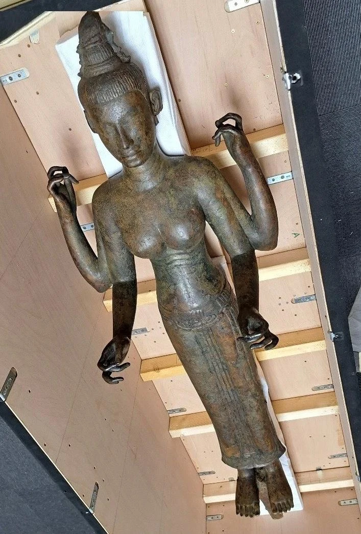 The ancient statue of the Vietnamese origin is 191cm long and 101kg weigh (Photo: VNA)