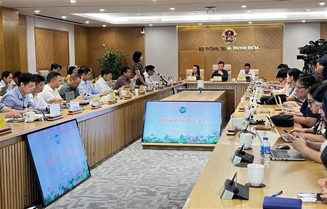 At the regular press briefing of the the Ministry of Information and Communications on May 13. (Photo: VNA)