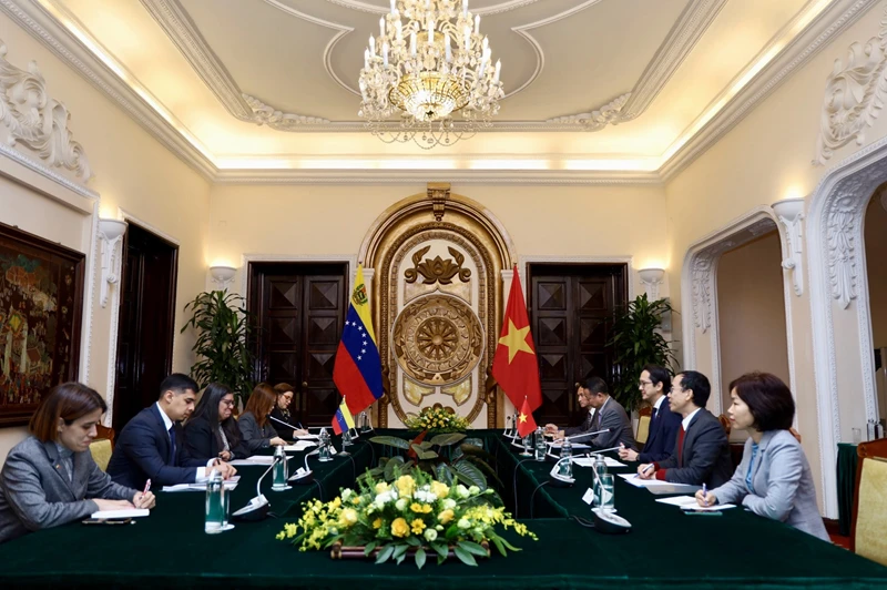 Participants at the 10th political consultation between the foreign ministries of Vietnam and Venezuela. (Photo: VNA)
