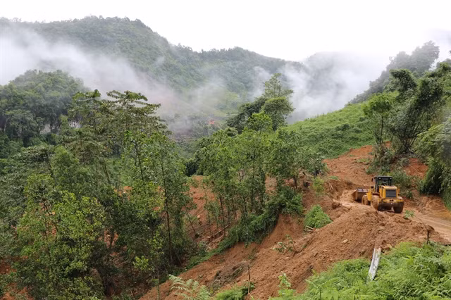 Landslide in the northern mountainous province of Ha Giang. (Photo: VNA)