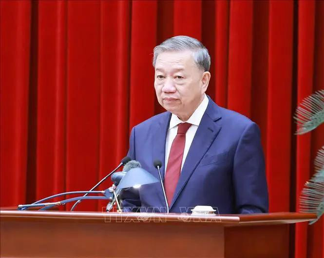 General Secretary To Lam speaks at the closing ceremony of the 13th Party Central Committee’s session. (Photo: VNA)
