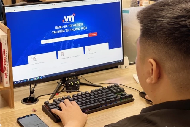 The '.vn' domain is the to helping domestic enterprises and business households build brands for products and services and develop online business. (Photo: laodongthudo.vn)