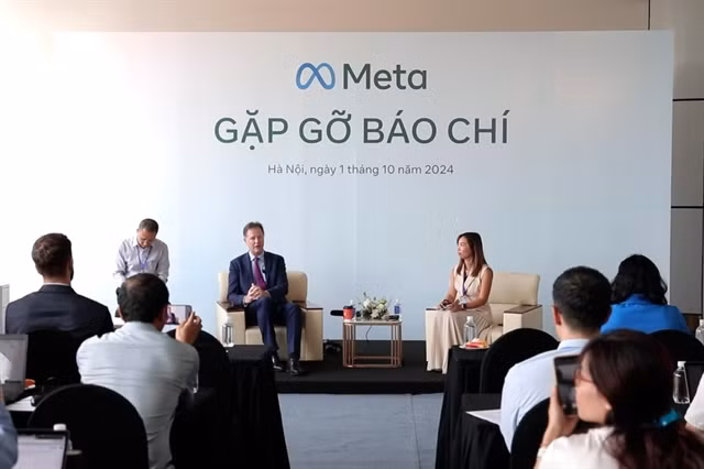 Meta’s President of Global Affairs Nick Clegg speaks to the press during the tech conference Innovate Vietnam 2024 in Hanoi on October 1. (Photo: VNA)