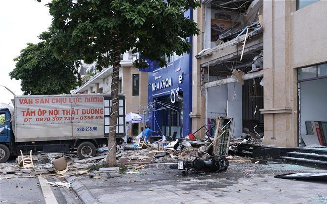 At the scene of the suspected gas explosion in Vinh Phuc province. (Photo: VNA)