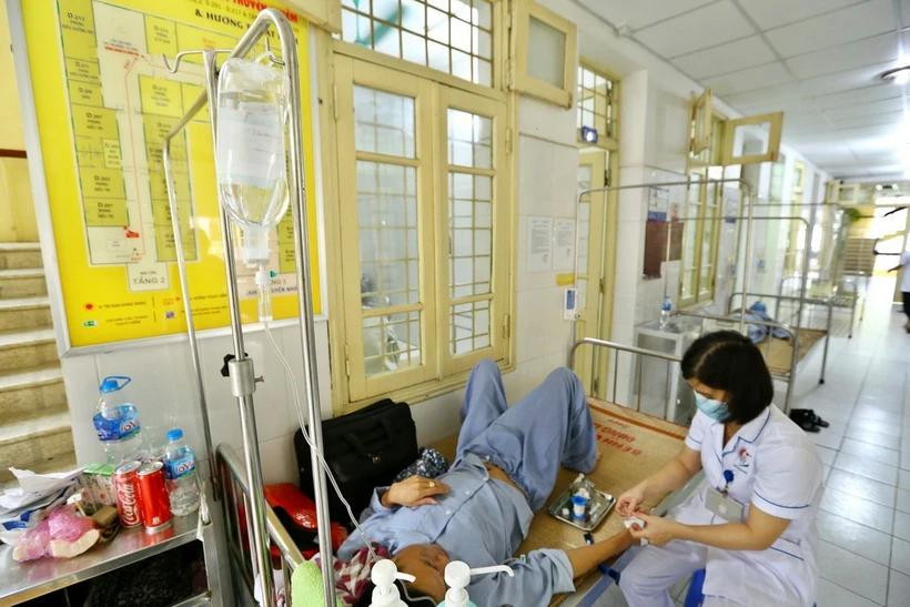 A dengue fever patient is being treated at the Department of Infectious Diseases of the Dong Da General Hospital. (Photo: VNA)