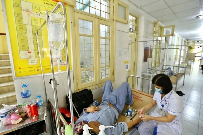 A dengue fever patient is being treated at the Department of Infectious Diseases of the Dong Da General Hospital. (Photo: VNA)