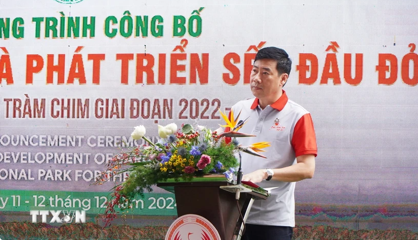 Chairman of the provincial People’s Committee Pham Thien Nghia speaks at the launching ceremony (Photo: VNA)