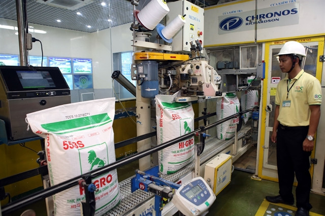 A production line of animal feed product at Binh Duong province. (Photo: VNA) 