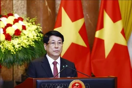 State President Luong Cuong speaks at the ceremony. (Photo: VNA)