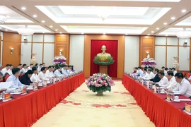 At the Politburo's working session with the Standing Board of the National Assembly (NA) Party Committee on September 11 (Photo: VNA)