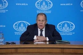 Russian Foreign Minister Sergei Lavrov at the press conference in Moscow on January 14 (Photo: VNA)