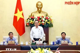 NA Chairman Tran Thanh Man speaks at the 44th meeting of the NA Standing Committee on April 28. (Photo: VNA)