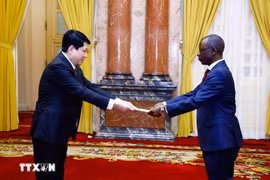 Burundian Ambassador to Vietnam Telesphone Irambonao presents his credential to State President Luong Cuong. (Photo: VNA)