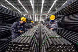 Workers check products at a Hoa Sen Group warehouse. (Photo courtesy of Hoa Sen Group)