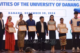 Outstanding international students honoured for their academic achievements and contributions to campus life. (Photo: VNA)