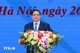 Prime Minister Pham Minh Chinh speaks at the online conference in Hanoi on August 26. (Photo: VNA)