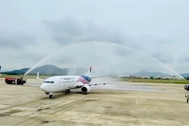 A plane from Malaysia Airlines is welcomed at Da Nang International Airport. The airport has been preparing for new growth in the decades ahead. (Photo courtesy of ACV Da Nang) 