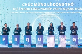 At the groundbreaking ceremony for the Vietnam – Singapore Industrial Park II (VSIP II) Quang Ngai infrastructure development project in Binh Son district on March 12. (Photo: VNA)