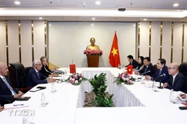 NA Chairman Tran Thanh Man receives Speaker of the Moroccan House of Representatives Rachid Talbi Alami earlier this year. (Photo: VNA)