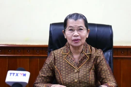 Men Sam An, Supreme Advisor to the King of Cambodia, Vice President of the Cambodian People's Party (CPP), President of the National Council of the Solidarity Front for the Development of Cambodia Motherland (SFDCM), and Chairwoman of the Cambodia – Vietnam Friendship Association (Photo: VNA)