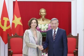 Party General Secretary To Lam (R) receives UNESCO Director-General Audrey Azoulay in Hanoi on June 27. (Photo: VNA)