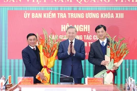 Party General Secretary To Lam (centre) at the conference in Hanoi on February 7 to hand over the work of the Chairperson of the 13th Communist Party of Vietnam (CPV) Central Committee’s Inspection Commission (Photo: VNA)