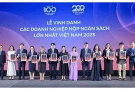 Representatives from firms and banks receive awards for the largest tax contributors on September 9. (Photo courtesy of the organiser)