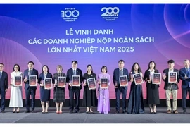 Representatives from firms and banks receive awards for the largest tax contributors on September 9. (Photo courtesy of the organiser)