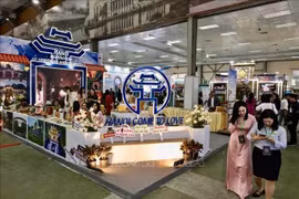 The city's booth feature an open-space design with the iconic Khue Van Cac. (Photo: VNA)