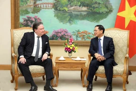 Deputy Prime Minister Bui Thanh Son (R) receives US Ambassador to Vietnam Marc E. Knapper in Hanoi on October 23. (Photo: VNA)