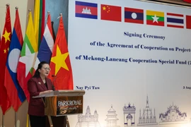 Chinese Ambassador to Myanmar Ma Jia delivers a speech at the signing ceremony of the Agreement of Cooperation on Projects of Mekong-Lancang Cooperation Special Fund 2025 in Nay Pyi Taw on August 5, 2025. (Photo: Chinese Embassy in Myanmar)