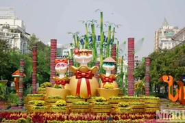 Decorations celebrating the Year of the Snake on Nguyen Hue pedestrian street in HCM City (Photo: nhandan.vn)