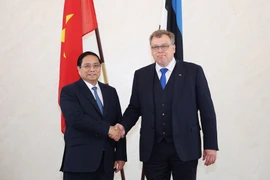 PM Pham Minh Chinh (left) meets with President of the Riigikogu (the Parliament of Estonia) Lauri Hussar on June 5. (Photo: VNA)
