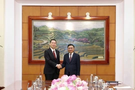 Permanent member of the Communist Party of Vietnam (CPV) Central Committee's Secretariat Tran Cam Tu (R) and Tanaka Yu, vice chairman of the Presidium and acting head of the Secretariat of the Japanese Communist Party (JCP) Central Committee (Photo: VNA)
