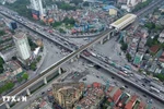 An aerial view of the Cat Linh-Ha Dong urban railway. (Photo: VNA) 