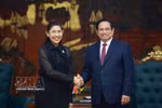 PM Pham Minh Chinh welcomes Thai Ambassador to Vietnam Urawadee Sriphiromaya in Hanoi on March 13. (Photo: VNA)