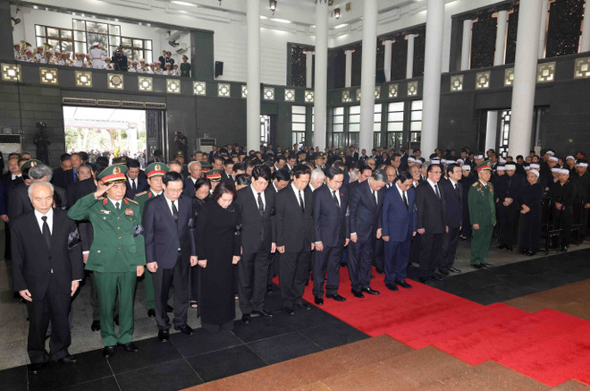 The CPV Central Committee delegation, led by Politburo member and State President To Lam, pay tribute to Party General Secretary Nguyen Phu Trong at the National Funeral Hall on July 25. (Photo: VNA) State funeral held for Party General Secretary Nguyen Phu Trong 2.jpg