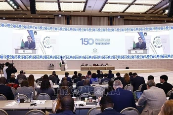 National Assembly (NA) Chairman Tran Thanh Man speaks at the 150th Assembly of the Inter-Parliamentary Union. (Photo: VNA)