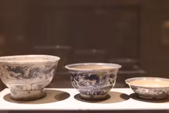 Royal blue-and-white porcelains on display