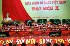 Delegates to the 10th National Congress of the Vietnam Fatherland Front (VFF) chose 397 members for the VFF Central Committee in the 2024-2029 tenure. (Photo: VNA)