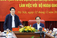 State President Luong Cuong speaks at the working session with the Ministry of Foreign Affairs on December 12. (Photo: VNA)