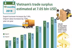 Vietnam’s trade surplus estimated at 7.05 bln USD