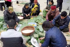 Chung cake trade village busy before Tet